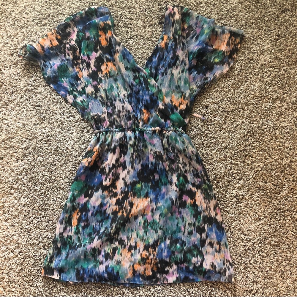 Abstract Print Dress with Unique Back